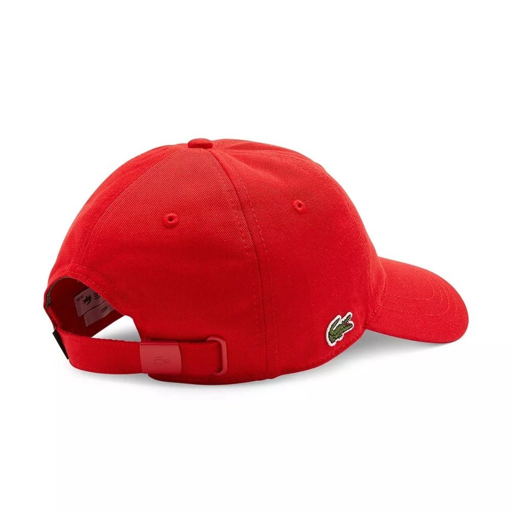 Lacoste Unisex Organic Cotton Twill Crocodile Logo Cap Adjustable Strap Hat Red - Picture 2 of 4